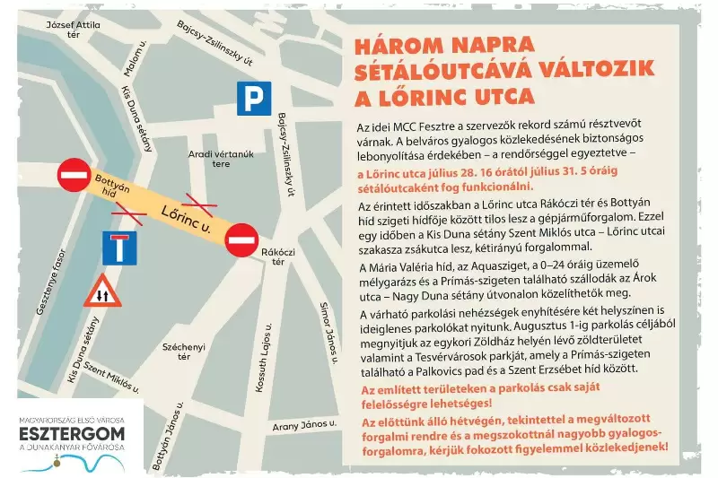 Három napra sétálóutcává változik a Lőrinc utca