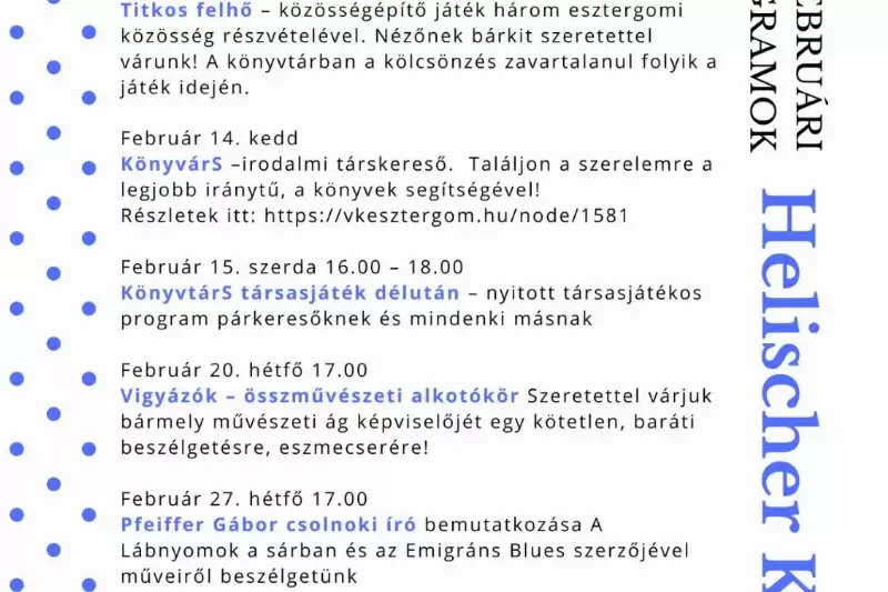 Februári könyvtári programok