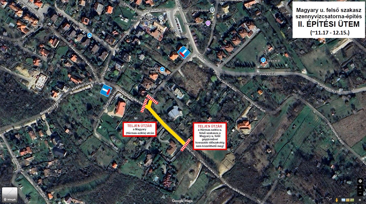 Lakossági tájékoztató – Útzár a Magyary László utcában
